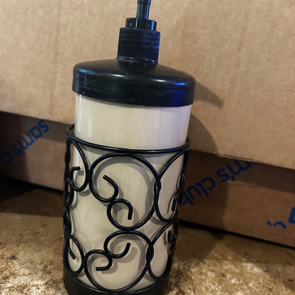 Southern Living At Home Black and Cream Accent Dispenser with Vintage Scrollwork - Picture 1 of 3